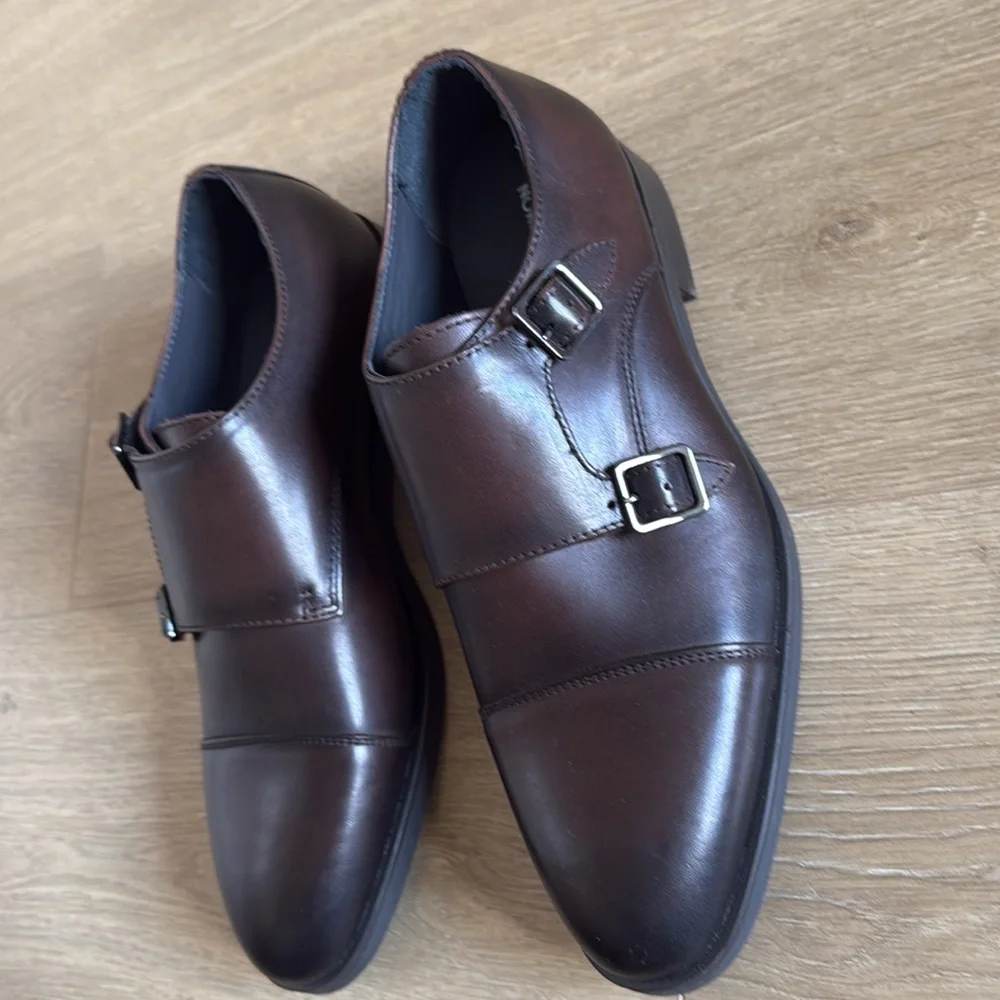 New Edison Double Monk Strap Shoe (Men) ortholite Nordstrom Sz 8.5 leather dress